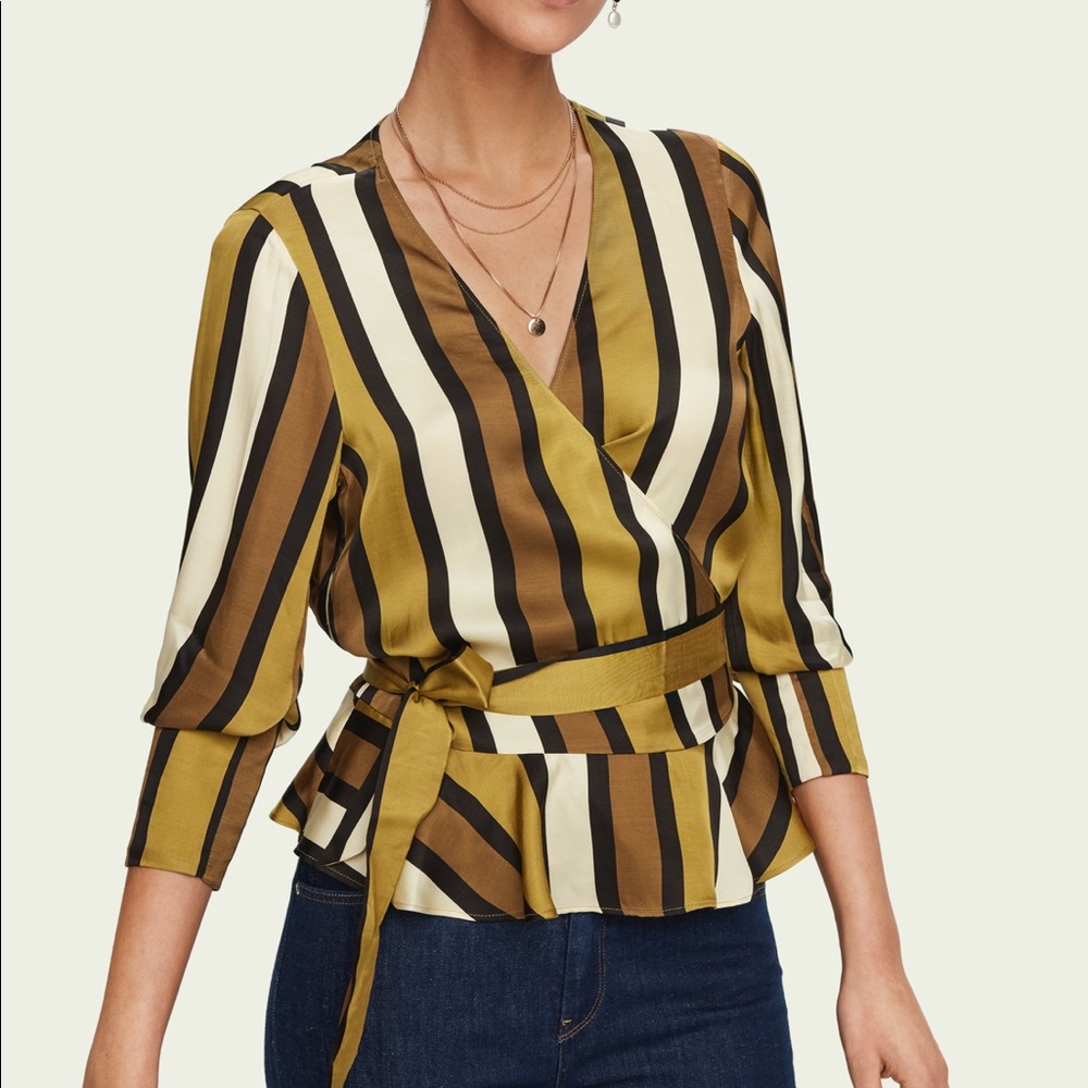 Scotch and Soda printed satin wrap top - Picture 3 of 4